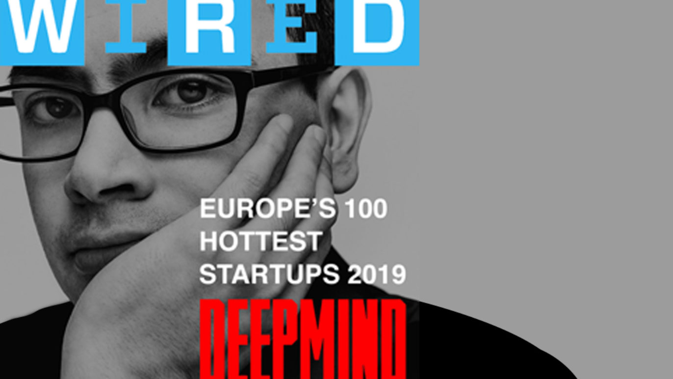 An image with text that says, "WIRED, Europe's 100 hottest startups 2019, Deepmind."