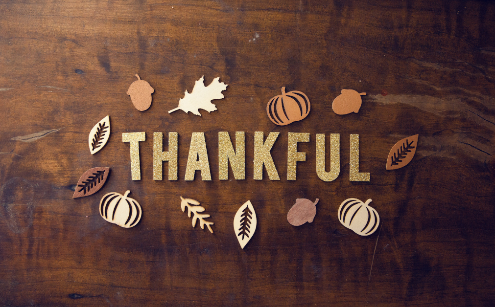 And image with text that says, "Thankful."