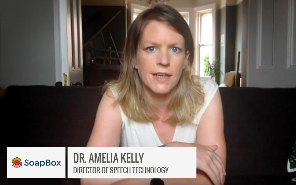 An image of Dr. Amelia Kelly, Director of Speech Technology at SoapBox Labs