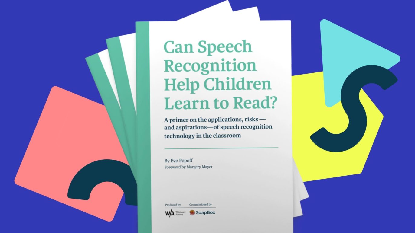 An image of the front cover of a white paper titled "Can speech recognition help kids learn to read?"