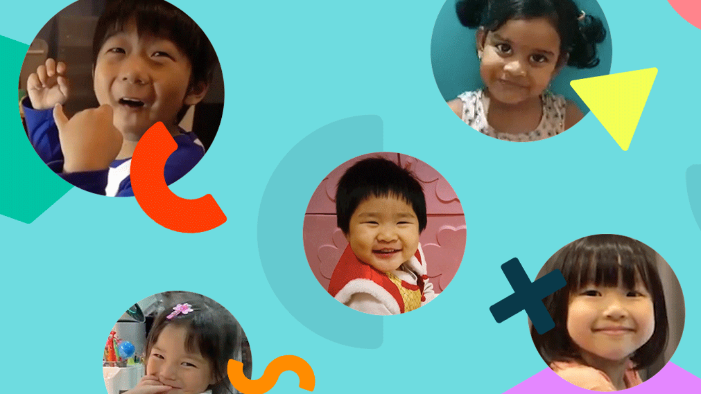 Image includes photos of 5 kids (2 boys and 3 girls) smiling.