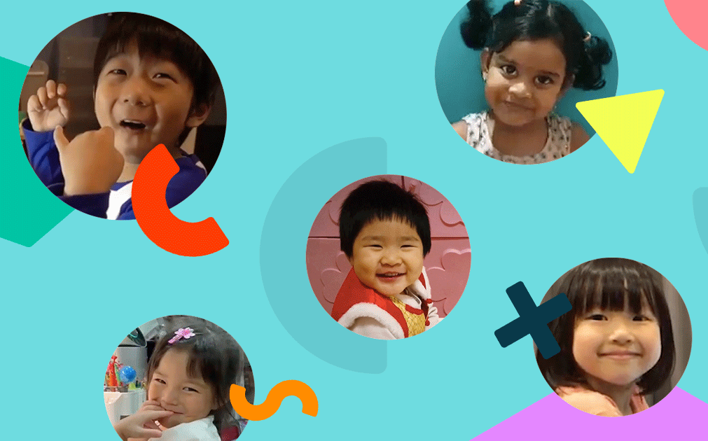 Image includes photos of 5 kids (2 boys and 3 girls) smiling.