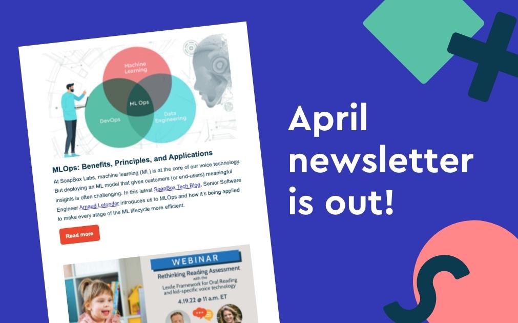 An image with text that says, "April newsletter is out!"