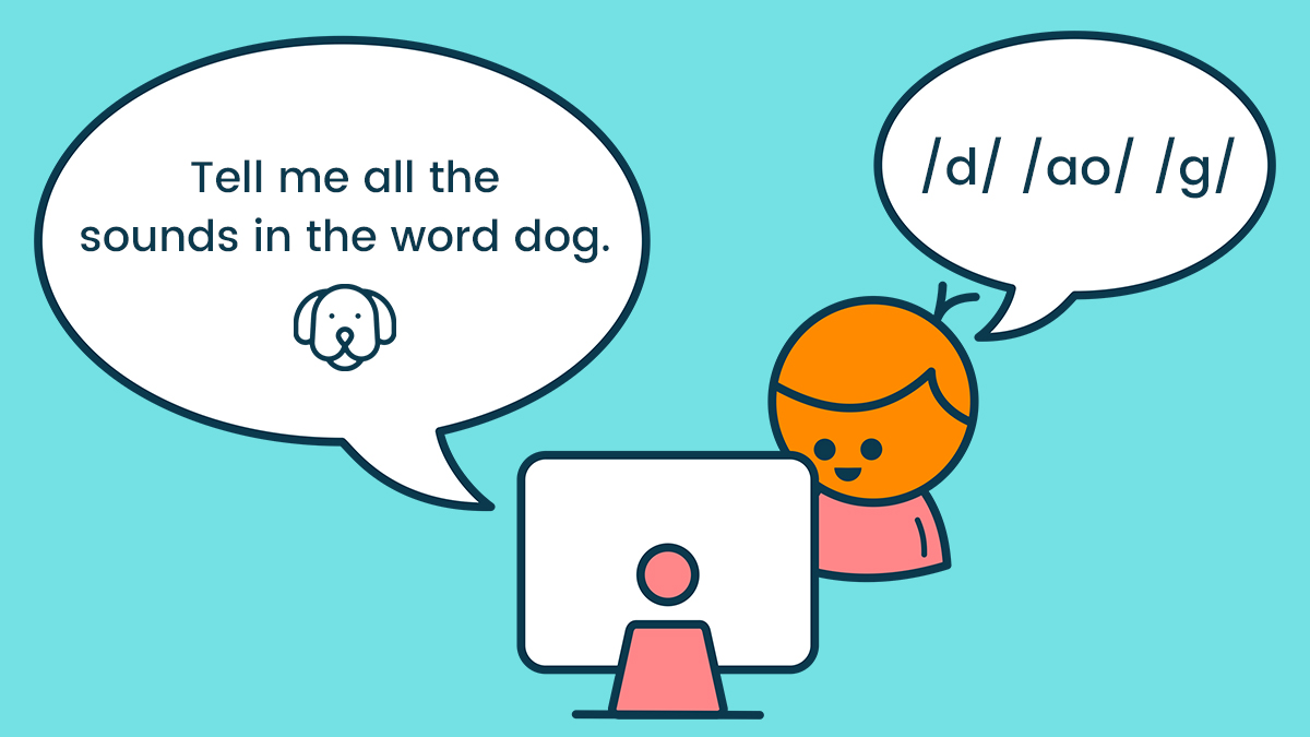 An image of a child sounding out the word dog.
