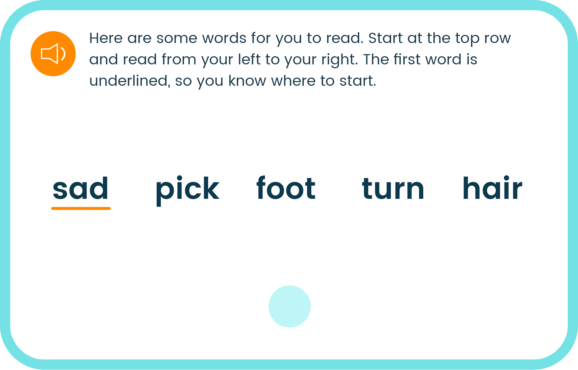 An example of a voice-enabled sight reading and word fluency exercise.