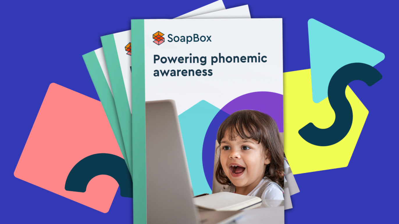 An image of the front cover of a product sheet that says "Powering phonemic awareness."