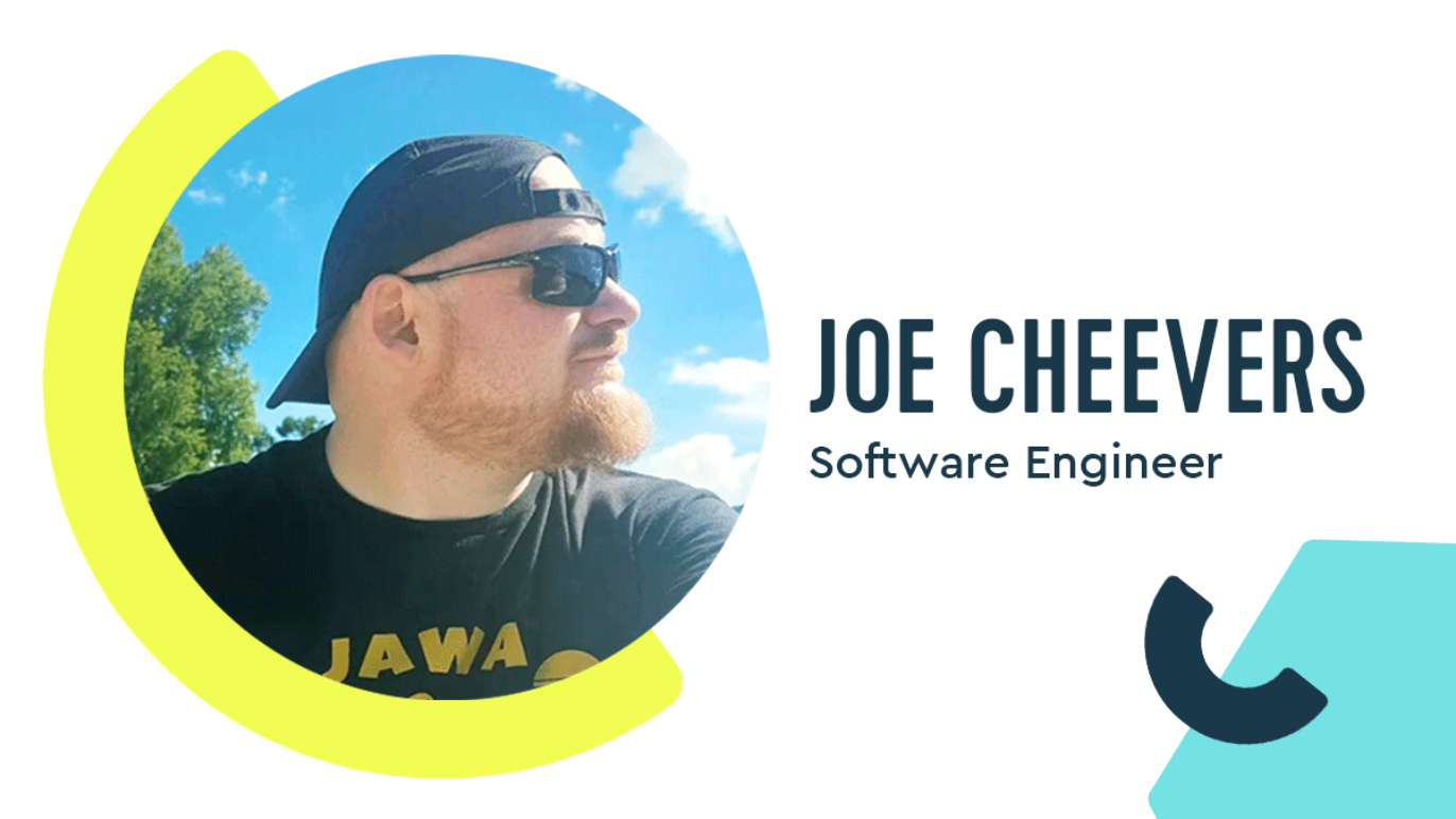 An image of a photo of a man, and a text that reads, "Joe Cheevers, Software Engineer."