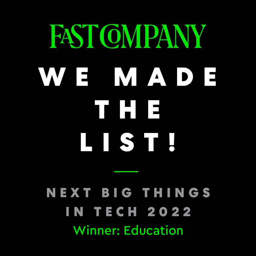 An image of plaque for the Fast Company Best Things in Tech. SoapBox Labs made the list for the education category in 2022.