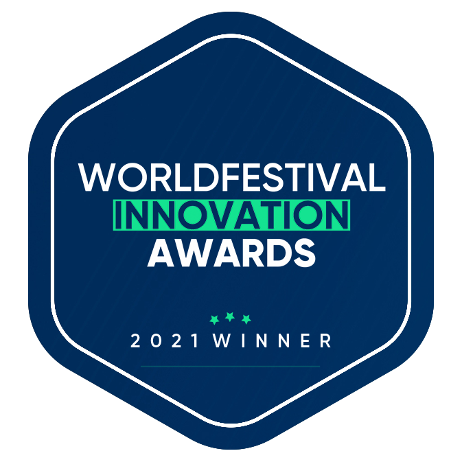 An image of plaque for the 2022 World Festival Innovation Awards. SoapBox Labs won the Education and Career category.