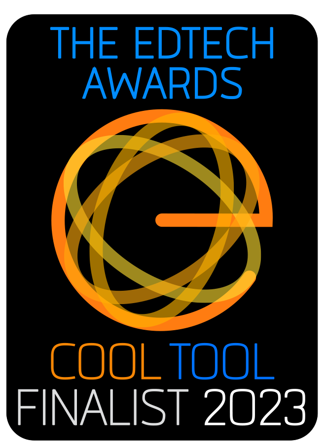 An image of an awards badge that says, "The EdTech Awards Cool Tool Finalist 2023."